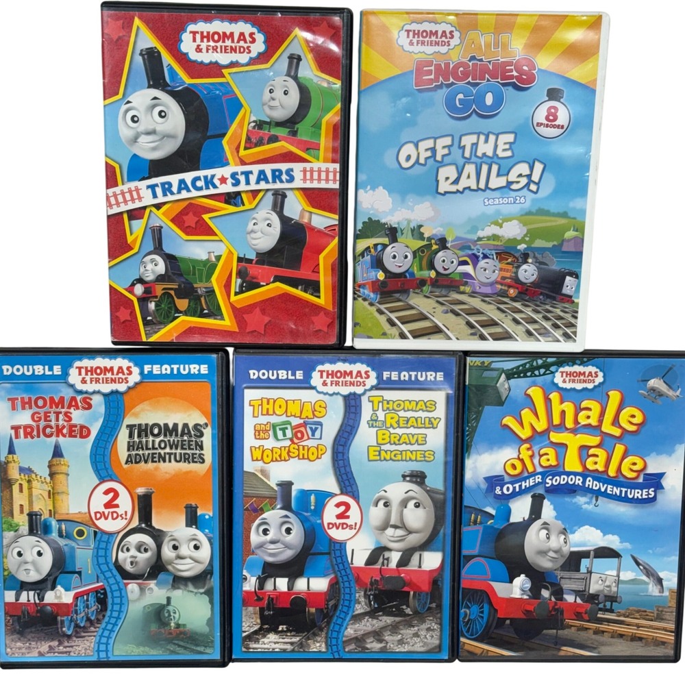 Thomas & Friends DVD Lot 5-Pack Multicolor All Engines Go Track Stars Whale Tale